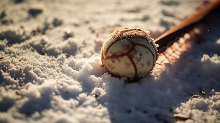 Baseball forgotten in the snow