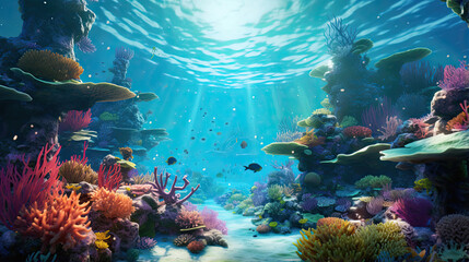 Fototapeta na wymiar Crystal-clear underwater coral reef paradise