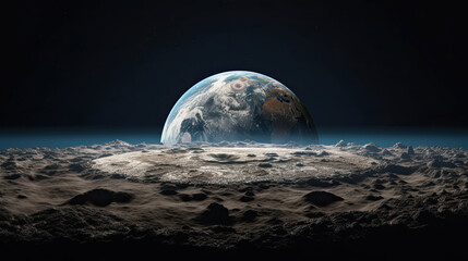Hyperrealistic view of Earth from the perspective of the Moon