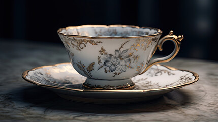 Fototapeta premium Fine textures of an antique porcelain teacup