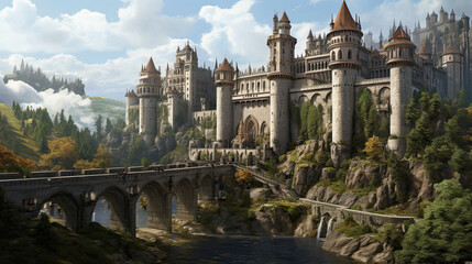 Obraz premium Astonishingly detailed view of a medieval castle's architecture