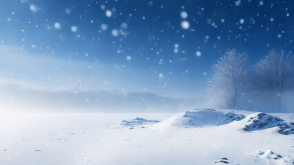 Obraz premium Tranquil Ultrawide Snowfall: A Beautiful Winter Wonderland. Generative AI.