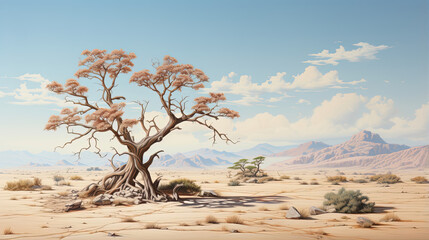 Fototapeta premium Hyperreal depiction of a serene desert landscape