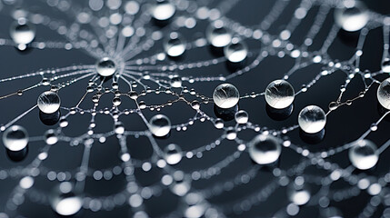 Close-up of water droplets on a spider's web