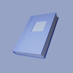 Book 3d illustration. Blue book on a blue background