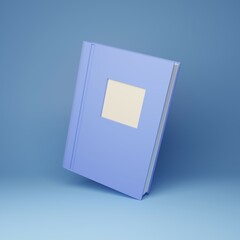 Book 3d illustration. Blue book on a blue background