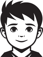 Little Boy icon, Funny cartoon kid  face, Vector illustration, SVG