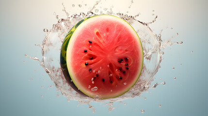 Slice of watermelon with drops. 
