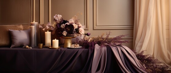 Lustrous gradients of champagne, bronze, and deep plum, creating a luxurious and sultry backdrop reminiscent of vintage glamour