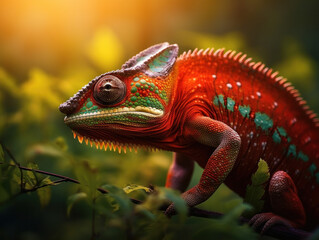 Chameleon in its Natural Habitat, Wildlife Photography, Generative AI - obrazy, fototapety, plakaty