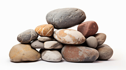 Fototapeta na wymiar Decorative rocks pile isolated on white background