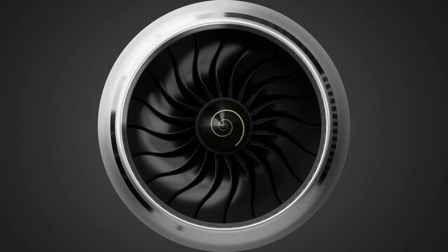 Rotating jet engine, zooming in - 3D 4k animation (3840 x 2160 px)