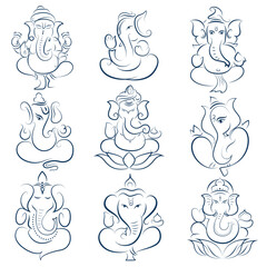 collection of line art Lord Ganpati for Ganesh Chaturthi festival of India - 640604905