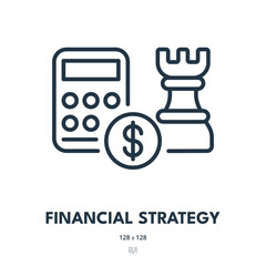 Financial Strategy Icon. Finance, Investment, Planning. Editable Stroke. Simple Vector Icon