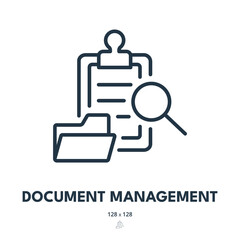 Document Management Icon. Documentation, Paperwork, Office. Editable Stroke. Simple Vector Icon