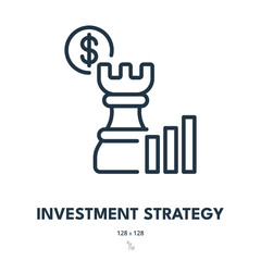 Investment Strategy Icon. Investor, Fund, Income. Editable Stroke. Simple Vector Icon