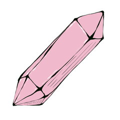 Multicolored magic crystals, isolated on white background. Hand drawn illustration