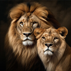 A male and female lion, Couple Generative AI