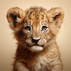 Obraz premium The baby lion's face (cute) Generative AI