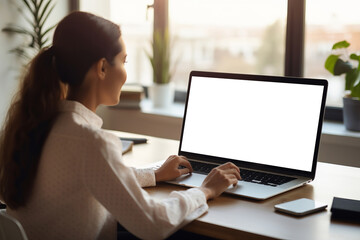 Woman having discussion or web conference chat. Work or study from home, freelance, online video conferencing, e-learning, web chat meeting, distance education.
