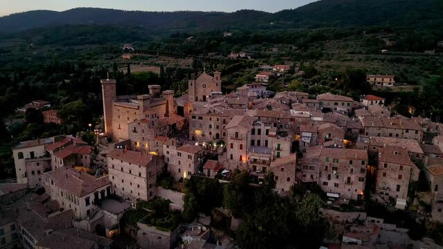 Old medieval Village of Bolsena Italy at night 
