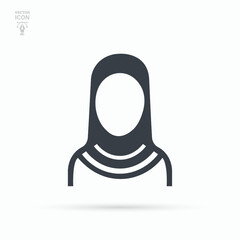 Muslim woman. Hijab woman icon. Isolated vector illustration on white background.