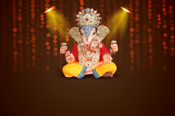 Photo of Lord Ganpati idol statue for Happy Ganesh Chaturthi festival of India