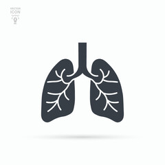 Lungs icon. Respiratory system healthy lung flat medical organ. Isolated vector illustration. 