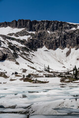Snow and Ice Covered Lake Solitude in Grand Teton National Park 