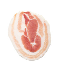 Italian panchetta piancetina. Sliced smoked bacon isolated on white background.