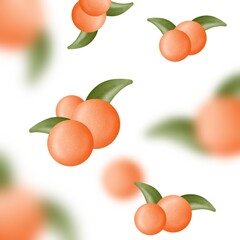 Orange peach fruit seamless pattern.