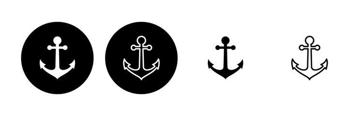 Anchor icon set. Anchor symbol logo. Anchor marine icon.