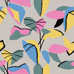 Vector leaf botanical art illustration seamless repeat pattern digital artwork