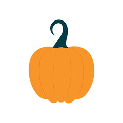 Orange pumpkin vector illustration. Flat Design Style. Autumn halloween or thanksgiving pumpkin.