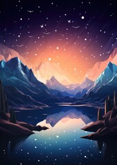 Fototapeta premium Magical nature wallpaper during summer night high in mountains. Generative Ai.