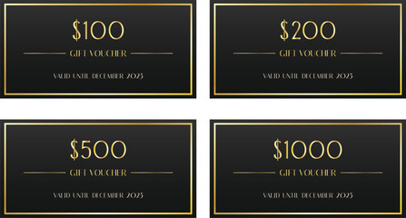 Set of black gift voucher templates