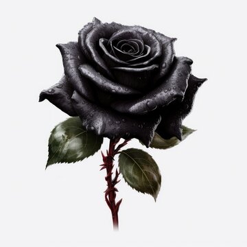 Black rose realistic illustration - Generative AI.