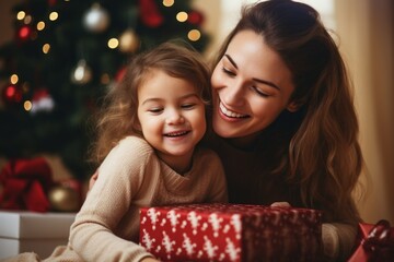 Obraz na płótnie Canvas Family Celebrating Christmas with Joy and Smiles