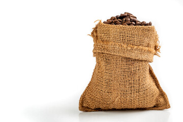 Burlap sack with coffee beans
