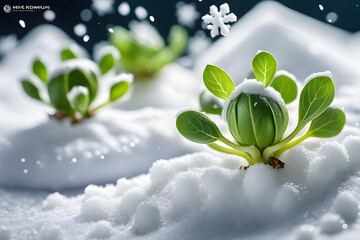Sprouts through the white snow
Generate AI
