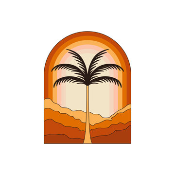 recommend clip art: Vector logo design template with palm tree - abstract summer and vacation badge and emblem for holiday rentals, travel services, tropical spa and beauty studios..