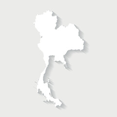 Simple white Thailand map on gray background, vector