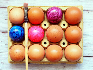 Colorful Hand-Painted Easter Eggs in Tray