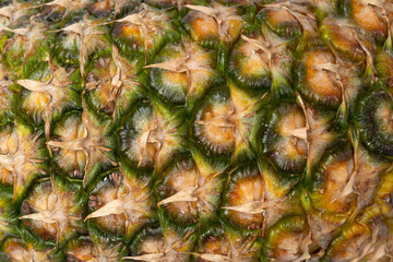 Pineapple Skin Texture Background, Ananas Pattern, Comosus Tropical Fruit Banner, Ripe Pine Apple Mockup