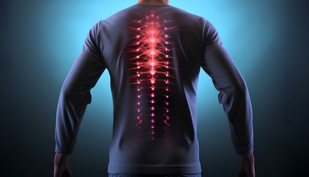 Red projection of the spine, X-ray of the back.