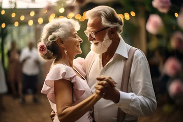Poster Zeitlose Liebe: Älteres Ehepaar tanzt voller Freude © Max