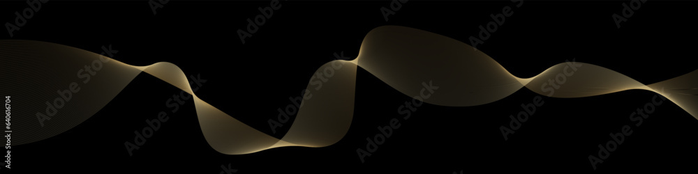 Poster Vector wave dynamic gold lines. Smooth curve Gold gradient color on black background. Luxury background for your design. Vector EPS 10