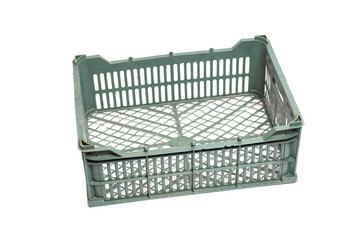 Empty vegetable crate, isolated on white.