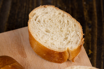 French long bread made of wheat flour, fresh baguette