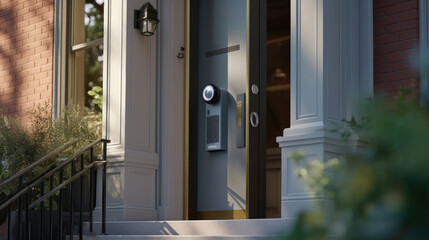 A modern intercom door phone featuring an integrated camera